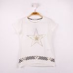 Toontoy Kız Çocuk T-Shirt Yıldız Baskı Ekru 8 Yaş K-142