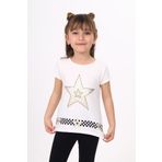 Toontoy Kız Çocuk T-Shirt Yıldız Baskı Fuşya 5 YAŞ