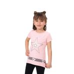 Toontoy Kız Çocuk T-Shirt Yıldız Baskı Pembe Melanj 5 YAŞ