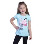 Toontoy Kız Çocuk Tavşan Baskılı Pul İşlemeli Tişört Mint Yeşili 4 YAŞ