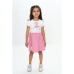 Toontoy Kız Çocuk Tavşan Çiçek Baskılı Elbise Lila 4 YAŞ