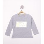Toontoy Kız Çocuk Think Varaklı T-Shirt - 1 Yaş - Gri Melanj
