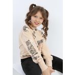 Toontoy Kız Çocuk Tiger Trend Baskılı Sweatshirt Bej 13-14 YAŞ