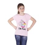 Toontoy Kız Çocuk TikTok Baskılı Tişört Pembe