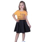 Toontoy Kız Çocuk Too Stylısh Baskılı Elbise Turuncu 6 YAŞ