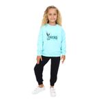 Toontoy Kız Çocuk Trend Baskılı Eşofman Takım Mint Yeşili 4 YAŞ