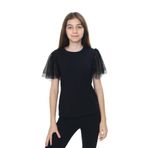 TOONTOY Kız Çocuk Tüllü Tişört 8-9 Yaş, 8-9 Yaş, 24762, Siyah, Kız çocuk