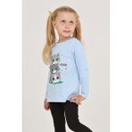 Toontoy Kız Çocuk Üçlü Kedi Baskılı Sweatshirt - 1 Yaş - Mavi