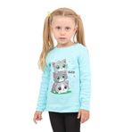 TOONTOY Kız Çocuk Üçlü Kedi Baskılı Sweatshirt, 3 Yaş, 24805, Turkuaz, kız-çocuk