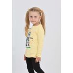 Toontoy Kız Çocuk Üçlü Kedi Baskılı Sweatshirt - 3 Yaş - Açık Sarı