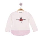 Toontoy Kız Çocuk Uğur Böceği Nakışlı T-Shirt - 1 Yaş - Ekru
