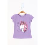 Toontoy Kız Çocuk Unicorn Baskılı Pul İşlemeli Tişört