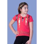 Toontoy Kız Çocuk Varak Baskılı Taş Işlemeli T-Shirt - 10 Yaş - Nar Çiçeği
