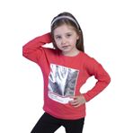 Toontoy Kız Çocuk Varak Baskılı Tişört Nar Çiçeği 6 YAŞ