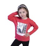 Toontoy Kız Çocuk Varak Baskılı Tişört Nar Çiçeği 8 YAŞ