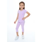 Toontoy Kız Çocuk Varaklı Kalp Baskılı Kaprili Takım Lila 2 YAŞ