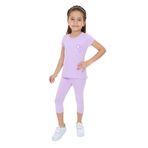 Toontoy Kız Çocuk Varaklı Kalp Baskılı Kaprili Takım Lila 3 YAŞ