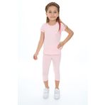 Toontoy Kız Çocuk Varaklı Kalp Baskılı Kaprili Takım Pudra 3 YAŞ