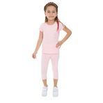 Toontoy Kız Çocuk Varaklı Kalp Baskılı Kaprili Takım Pudra 5 YAŞ