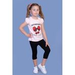 TOONTOY Kız Çocuk Vişne Baskılı Taytlı Takım, 3 Yaş, 10959-, Pudra, kız-çocuk
