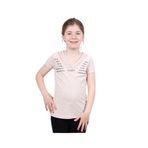 TOONTOY Kız Çocuk Yaka Biyeli Taşlı Tişört Kahve Melanj 10 Yaş, 10 Yaş, 10838-1, Kahve Melanj, Kız Çocuklar