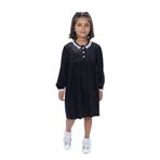 TOONTOY Kız Çocuk Yaka Düğmeli Fırfırlı Elbise, 3 Yaş, 24944, Siyah, Kız Çocuklar