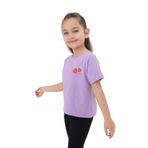 Toontoy Kız Çocuk Yakası Çilek Baskılı Tişört Lila 3 YAŞ