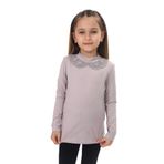 Toontoy Kız Çocuk Yakası Dantel Detaylı Tişört Kahverengi 8-9 YAŞ