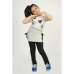Toontoy Kız Çocuk Yandan Biyeli T-shirt - 8 Yaş - Gri Melanj