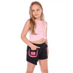 TOONTOY Kız Çocuk Yanı Armalı Cepli Şort Neon Pembe 13-14 Yaş, 13-14 Yaş, 22233, Neon Pembe, Kız çocuk