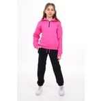 Toontoy Kız Çocuk Yarım Fermuar Nakışlı Eşofman Takım Koyu Fuşya 13-14 YAŞ