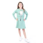 TOONTOY Kız Çocuk Yazı Baskılı Elbise, 10-11 Yaş, 22650, Yeşil, Kız Çocuklar