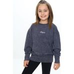 Toontoy Kız Çocuk Yıkamalı Nakışlı Sweatshirt Füme 6 YAŞ