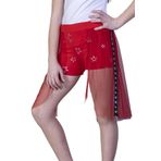 Toontoy Kız Çocuk Yıldız Baskılı Dantelli Şort Kırmızı 10 YAŞ