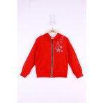 Toontoy Kız Çocuk Yıldız Baskılı Hırka Kırmızı 3 YAŞ
