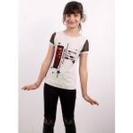 Toontoy Kız Çocuk Yıldız Baskılı Kol Tarafı Fileli T-shirt - 5 Yaş - Kahverengi
