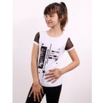 Toontoy Kız Çocuk Yıldız Baskılı Kol Tarafı Fileli Tişört Beyaz 5 YAŞ