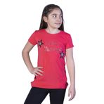 Toontoy Kız Çocuk Yıldız Baskılı Taş İşlemeli Tişört Nar Çiçeği 12 YAŞ