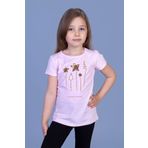Toontoy Kız Çocuk Yıldız Nakışlı Tişört Açık Pembe 5 YAŞ