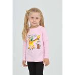 Toontoy Kız Çocuk Zürafa Baskılı Sweatshirt - Pembe - 2 Yaş
