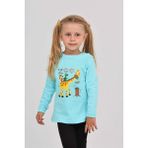 Toontoy Kız Çocuk Zürafa Baskılı Sweatshirt - Turkuaz - 3 Yaş