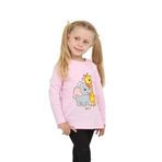TOONTOY Kız Çocuk Zürafa Fil Baskılı Sweatshirt, 1 Yaş, 24804, Pembe, kız-bebek
