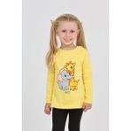 Toontoy Kız Çocuk Zürafa Fil Baskılı Sweatshirt - 3 Yaş - Koyu Sarı