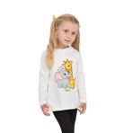 Toontoy Kız Çocuk Zürafa Fil Baskılı Sweatshirt Ekru
