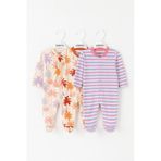 TOONTOY Unisex Çok Desenli 3 Lü Patikli Tulum 0-3 Ay, 0-3 AY, Çok Desenli 3 Lü Patikli Tulum, Pembe, Üniseks