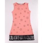 Toontoy Yıldız Baskılı Somon Kız Çocuk Elbise