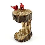 Top Collection 4380 Minyatür Peri Bahçesi ve Teraryum Mini Kütük Kuş Banyo Heykeli, Kardinalli, Küçük