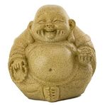 Top Collection Mini Mutlu Buda Gülen Heykeli - El Boyaması Neşenin Esansı Büyük Göbek Buda Kumtaşı Kaplama - 8,5 cm Koleksiyon Doğu Asya Yeni Çağ Şanslı Buda Heykelcik