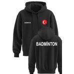 Top Glory Badminton Baskılı Kapşonlu 3 İp Kışlık Türkiye SweatShirt Badminton Hoodie