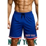 Top Glory Cepli New York Baskılı Basketbol Şortu Spor Şort - Mavi